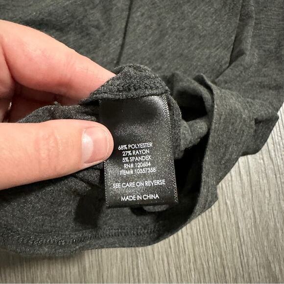 Torrid Shirred Tulip Gray Short Sleeve‎ Ruched Midi Dress in Charcoal Heather 1X - Picture 8 of 11